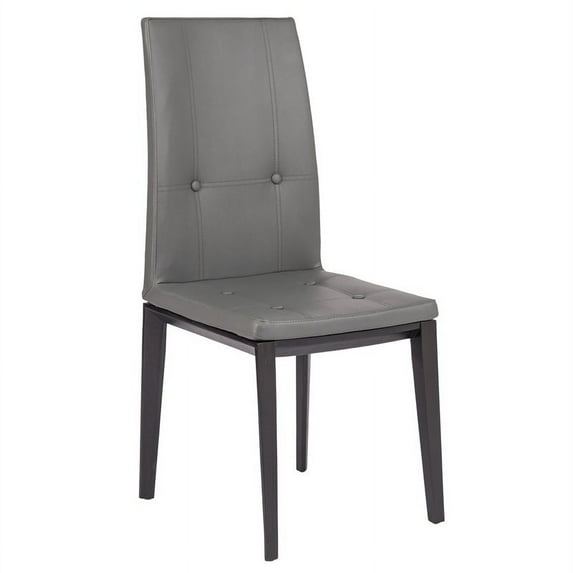 LeisureMod Somers Mid-Century Leather Dining Side Chair in Gray