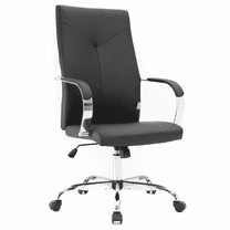 LeisureMod Sonora Modern High-Back Adjustable Swivel Leather Conference Office Chair in Black