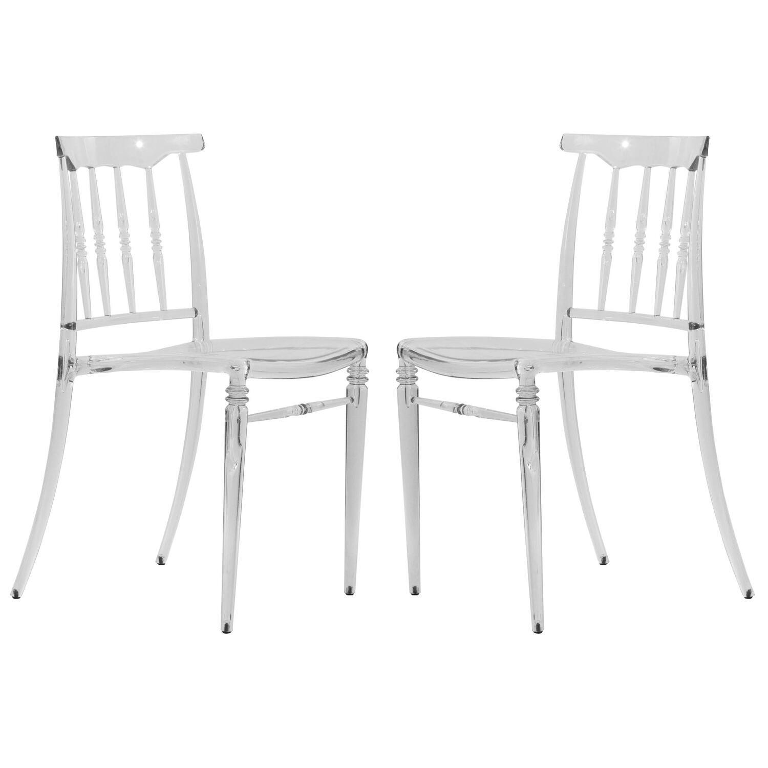 LeisureMod Spindle Transparent Modern Lucite Dining Chair - Set of 2 - image 1 of 7