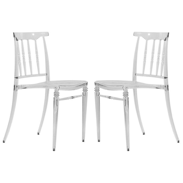LeisureMod Spindle Transparent Modern Lucite Dining Chair - Set of 2