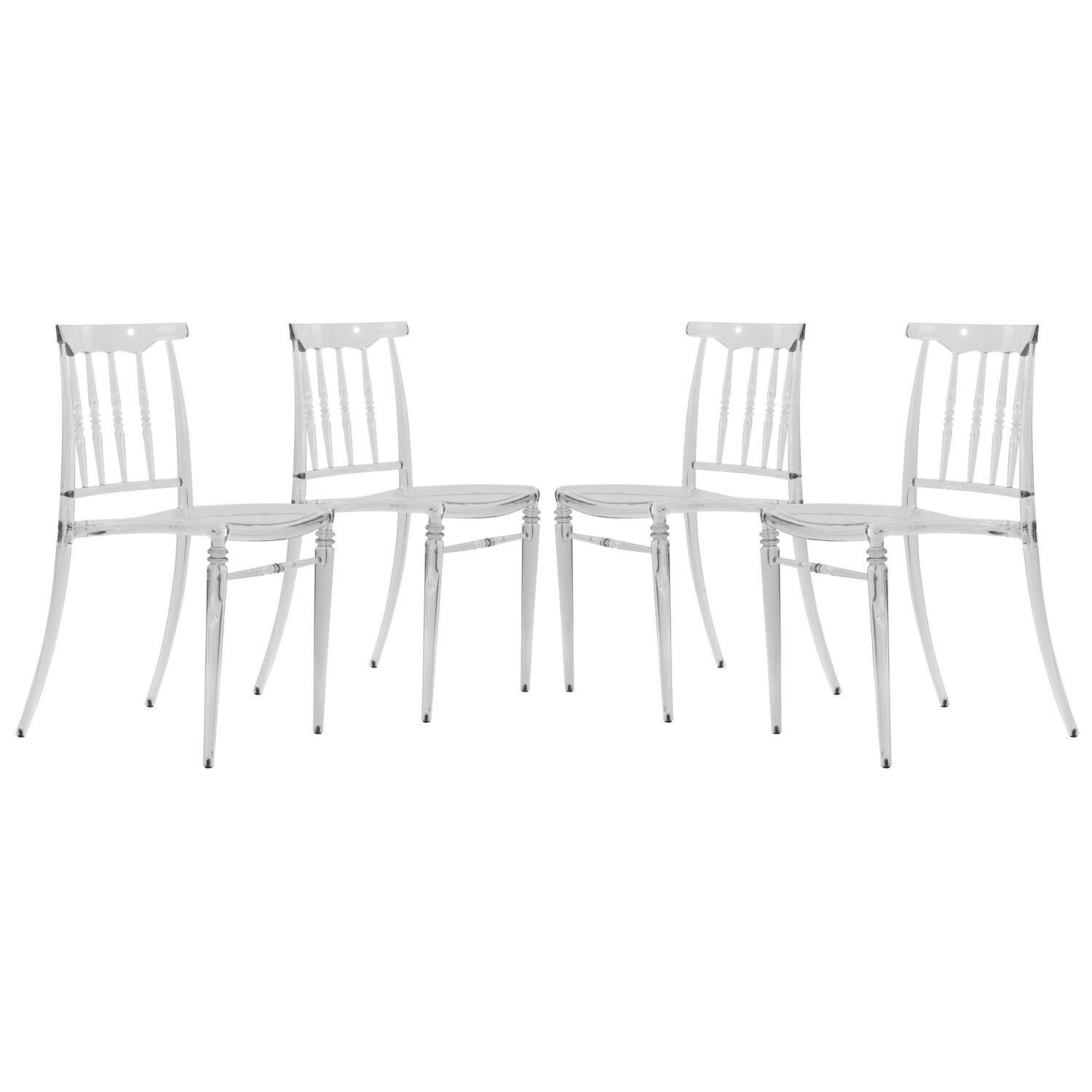 LeisureMod Spindle Transparent Modern Lucite Dining Chair - Set of 4 - image 1 of 10