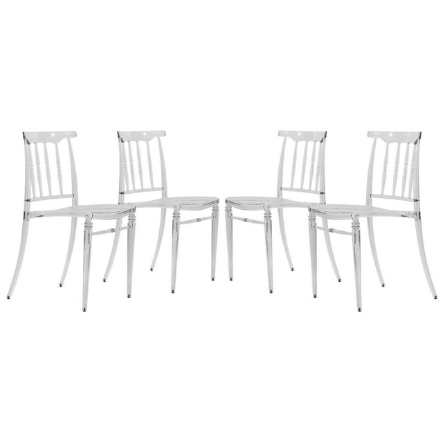 LeisureMod Spindle Transparent Modern Lucite Dining Chair - Set of 4