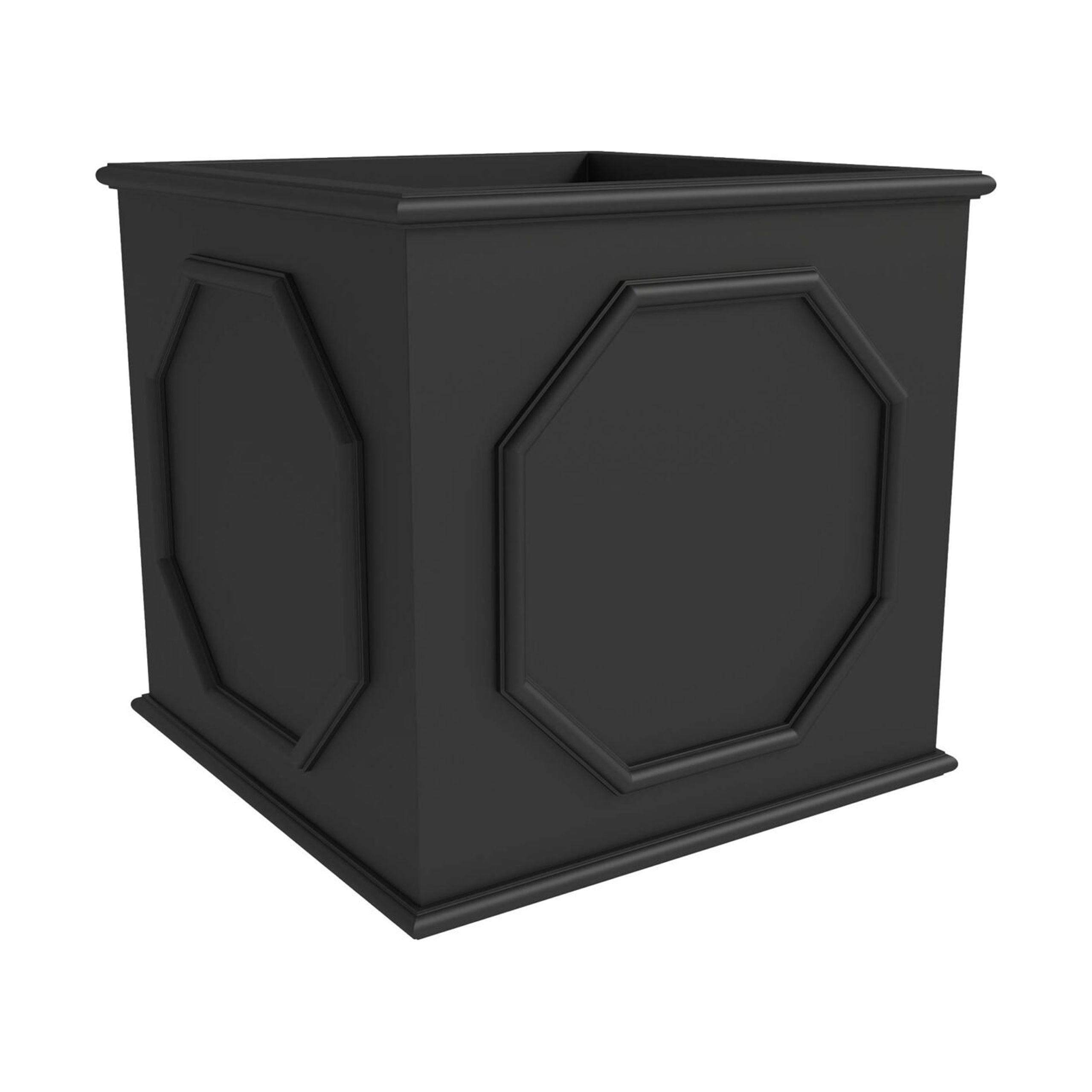 LeisureMod Sprout Fiberstone and MgO Clay Planter, Mid-Century Modern Square Planter Pot for Indoor and Outdoor (Black, 12.5")