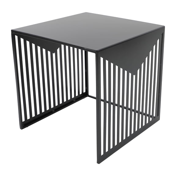 LeisureMod Side Table Black Square Powder Coated Stainless Steel Open Bar Design for Living Room or Bedroom – Cisco Collection