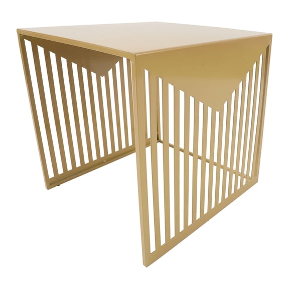 LeisureMod Side Table Gold Square Powder Coated Stainless Steel Open Bar Design for Living Room or Bedroom – Cisco Collection