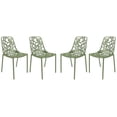 thumbnail image 1 of LeisureMod Stackable Dining Chair in Aluminum with Stackable and Floral Cutout Design Indoor Outdoor Use No Assembly for Modern Home, Kitchen, Patio Devon Collection in Khaki Green Set of 4, 1 of 11