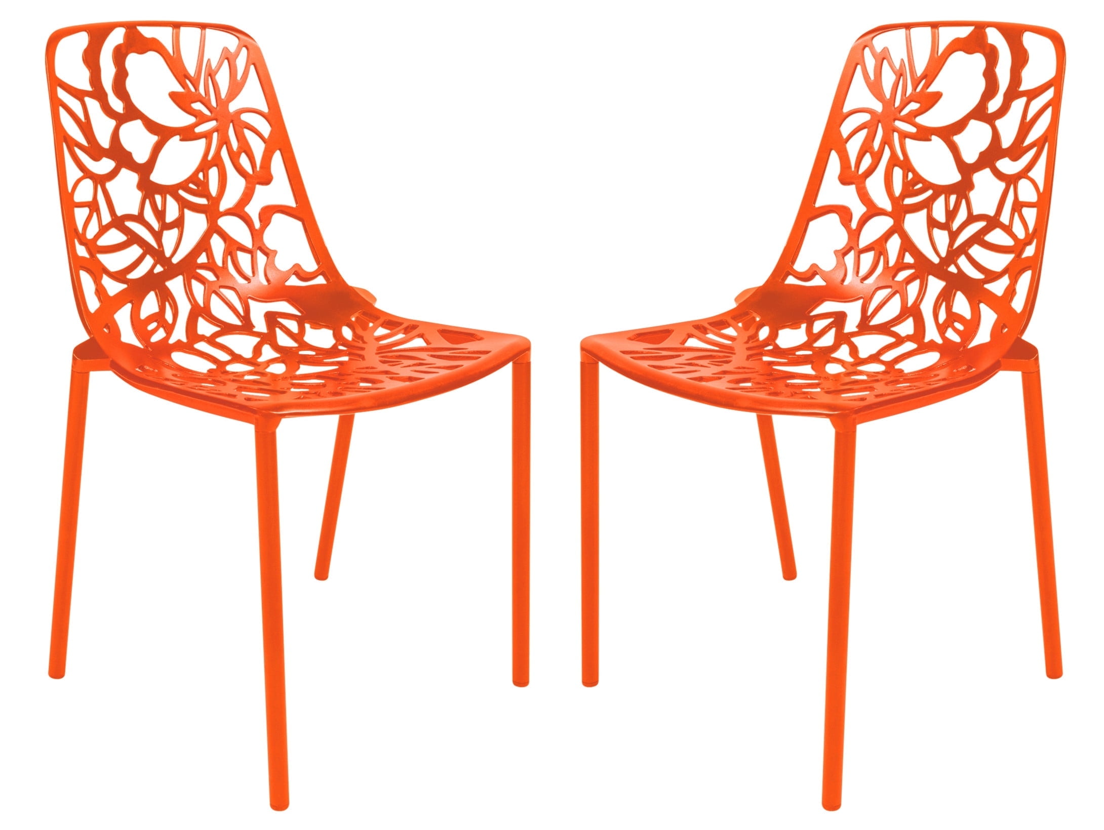 Devon Orange Aluminum Modern Outdoor Dining Chair Set