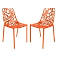 thumbnail image 1 of LeisureMod Stackable Dining Chair in Aluminum with Stackable and Floral Cutout Design Indoor Outdoor Use No Assembly for Modern Home, Kitchen, Patio Devon Collection in Orange Set of 2, 1 of 10