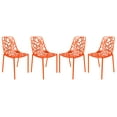 thumbnail image 1 of LeisureMod Stackable Dining Chair in Aluminum with Stackable and Floral Cutout Design Indoor Outdoor Use No Assembly for Modern Home, Kitchen, Patio Devon Collection in Orange Set of 4, 1 of 10