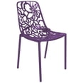 thumbnail image 1 of LeisureMod Stackable Dining Chair in Aluminum with Stackable and Floral Cutout Design Indoor Outdoor Use No Assembly for Modern Home, Kitchen, Patio Devon Collection in Purple, 1 of 10