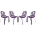 thumbnail image 1 of LeisureMod Stackable Dining Chair in Aluminum with Stackable and Floral Cutout Design Indoor Outdoor Use No Assembly for Modern Home, Kitchen, Patio Devon Collection in Purple Set of 4, 1 of 11