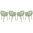 thumbnail image 1 of LeisureMod Stackable Dining Chair in Aluminum with Stackable and Floral Cutout Design Indoor Outdoor Use No Assembly for Modern Home, Kitchen, Patio Devon Collection Set of 4, 1 of 11