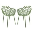 thumbnail image 1 of LeisureMod Stackable Dining Chair in Aluminum with Stackable and Floral Cutout Design Indoor Outdoor Use No Assembly for Modern Home, Kitchen, Patio Devon Collection Set of 2, 1 of 11