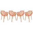 thumbnail image 1 of LeisureMod Stackable Dining Chair in Aluminum with Stackable and Floral Cutout Design Indoor Outdoor Use No Assembly for Modern Home, Kitchen, Patio Devon Collection Set of 4, 1 of 11