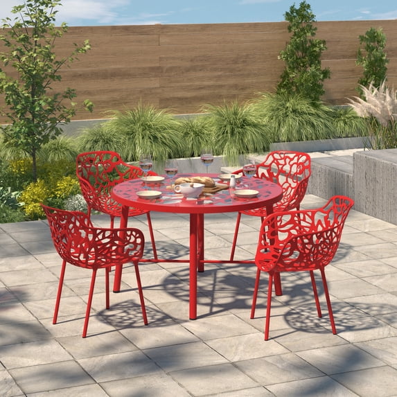 Kitchen Recipe Layout LeisureMod Stackable Dining Chair in Aluminum with Stackable and Floral ...