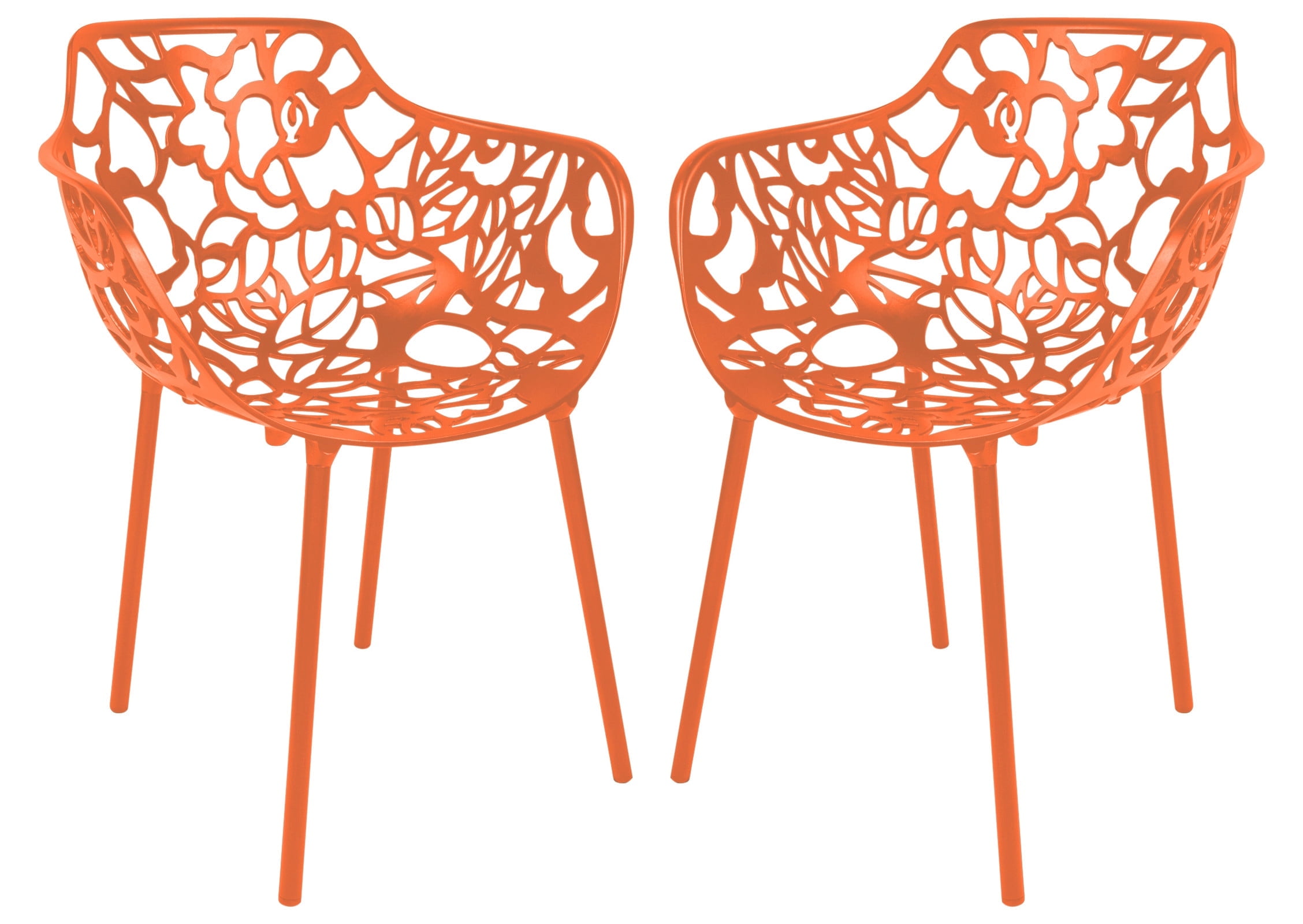 Devon 22" Orange Aluminum Modern Outdoor Dining Chair Set