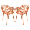 thumbnail image 1 of LeisureMod Stackable Dining Chair in Aluminum with Stackable and Floral Cutout Design Indoor Outdoor Use No Assembly for Modern Home, Kitchen, Patio Devon Collection Set of 2, 1 of 10
