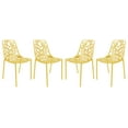 thumbnail image 1 of LeisureMod Stackable Dining Chair in Aluminum with Stackable and Floral Cutout Design Indoor Outdoor Use No Assembly for Modern Home, Kitchen, Patio Devon Collection in Yellow Set of 4, 1 of 10