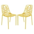 thumbnail image 1 of LeisureMod Stackable Dining Chair in Aluminum with Stackable and Floral Cutout Design Indoor Outdoor Use No Assembly for Modern Home, Kitchen, Patio Devon Collection in Yellow Set of 2, 1 of 11