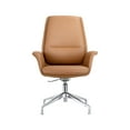 thumbnail image 1 of LeisureMod Summit Mid-Century Modern Office Chair in Faux Leather and Aluminum Frame with Adjustable Height and Swivel (Acorn Brown), 1 of 5