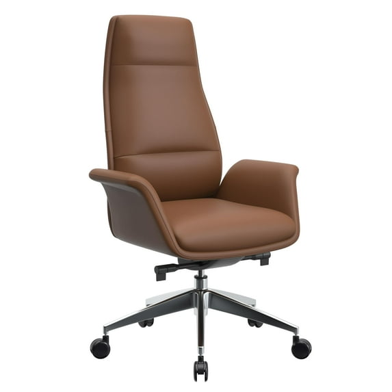 LeisureMod Summit Series Tall Office Chair In Dark Brown Leather
