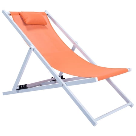 Sunset Outdoor Sling Lounge Chair With Headrest - Orange