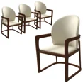 thumbnail image 1 of LeisureMod Svelta Leather Dining Chair – Upholstered Mid-Century Modern Accent Arm Chair with Rubberwood Legs for Kitchen or Dining Room Set of 4, 1 of 11