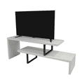 thumbnail image 1 of LeisureMod TV Stand with MDF Open Shelves and Powder-Coated Iron Legs for Modern Home, Living Room, Bedroom Orford Collection in White, 1 of 8