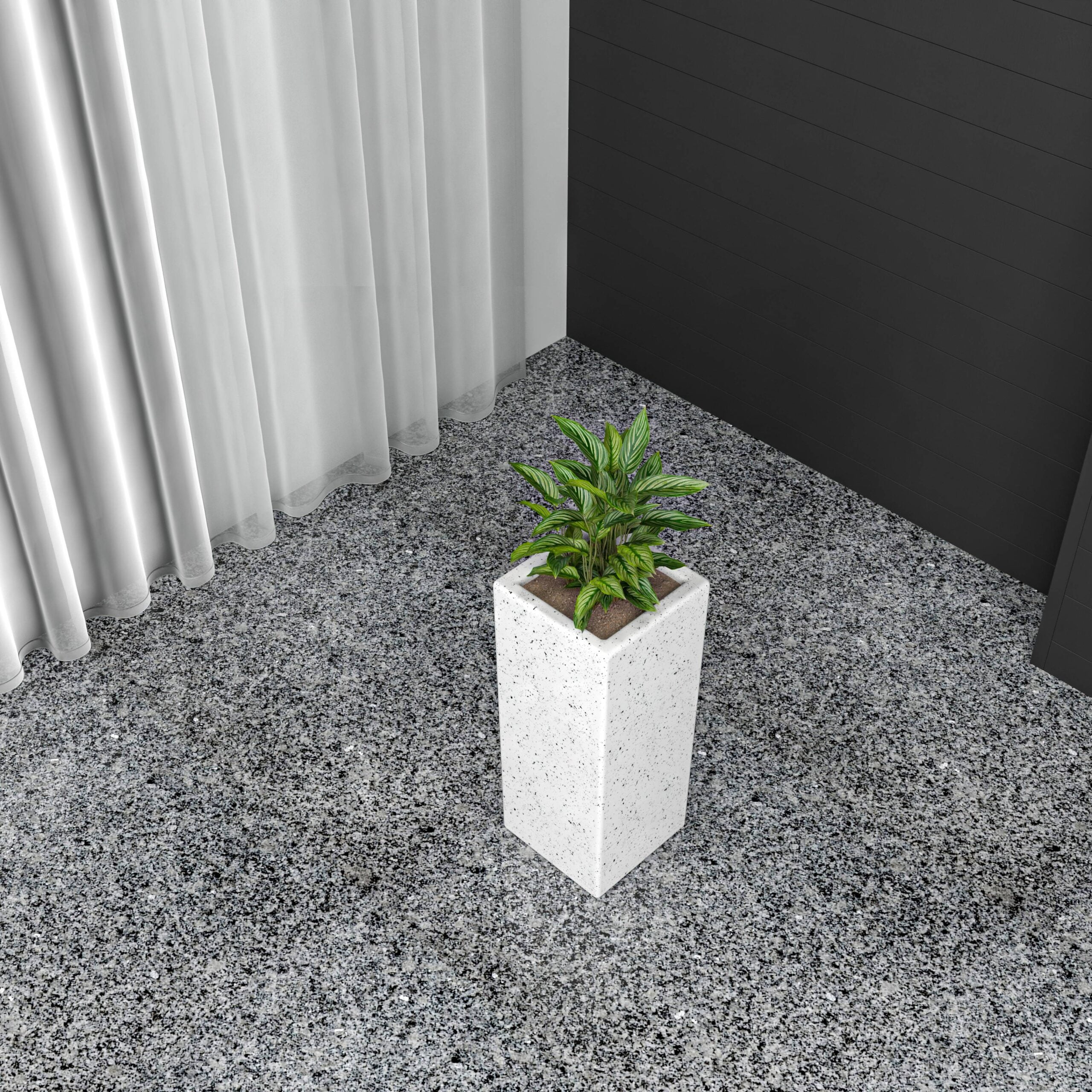 LeisureMod Terra Fiberstone and MGO Clay Planter, Mid-Century Modern Tall Square Planter Pot for Indoor and Outdoor (Dotted White, 20 Inch)