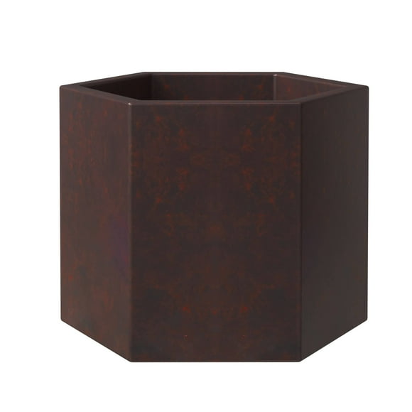 LeisureMod Thicket Series Poly Stone Planter in Brown 14 High