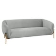 thumbnail image 1 of LeisureMod Three-Seater Sofa Upholstered in Velvet Wide Couch with Powder-Coated Gold Iron Legs Padded Seat and Back for Modern Home, Living Room, Office Zuno Collection, 1 of 11