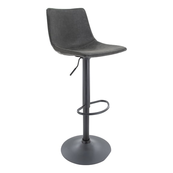 LeisureMod Tilbury Modern Adjustable Height Bar Stool Kitchen Counter Stools with Footrest & 360-Degree Swivel In Charcoal Black