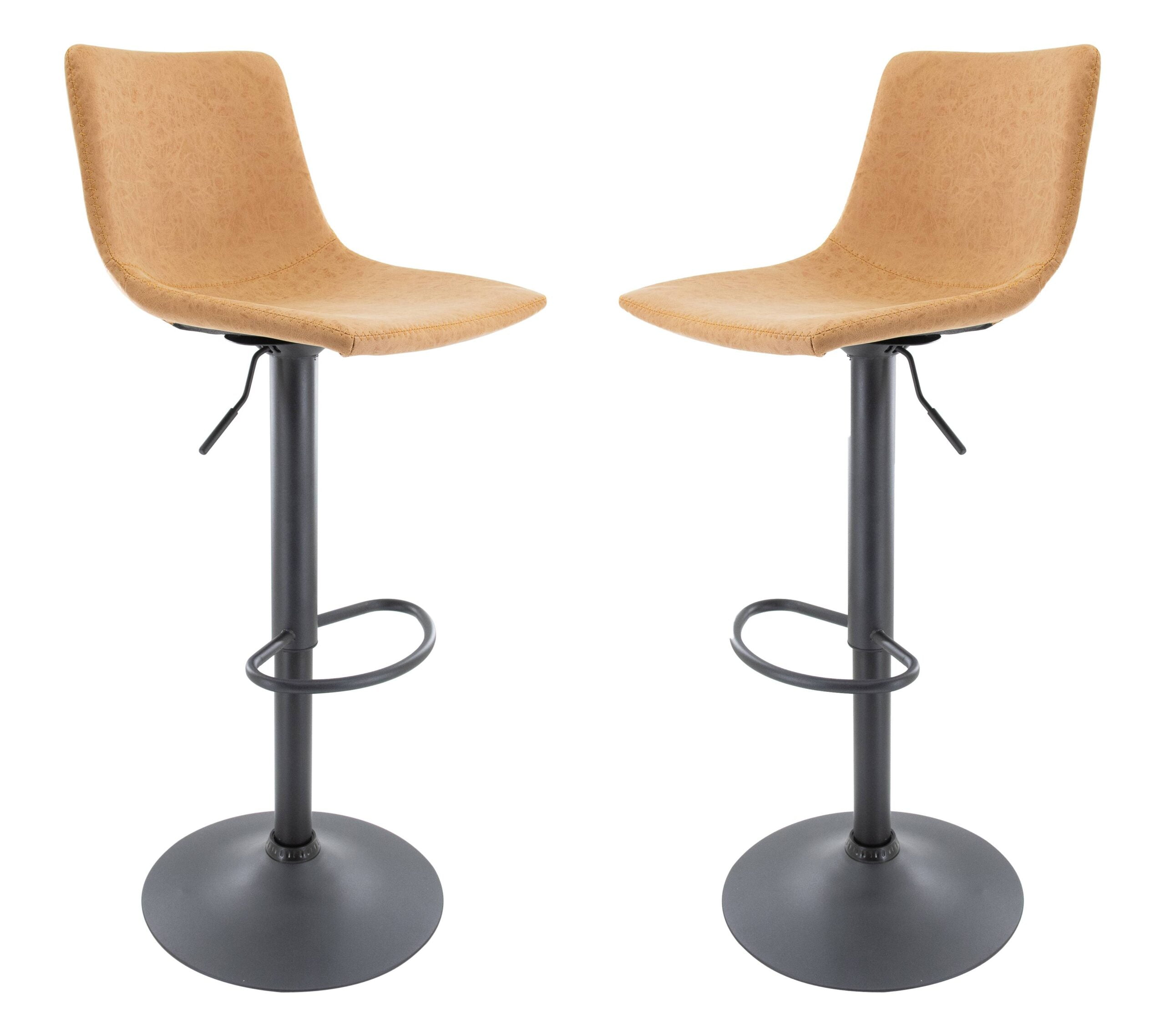 Tilbury Light Brown Adjustable Swivel Bar Stools with Footrest Set of 2
