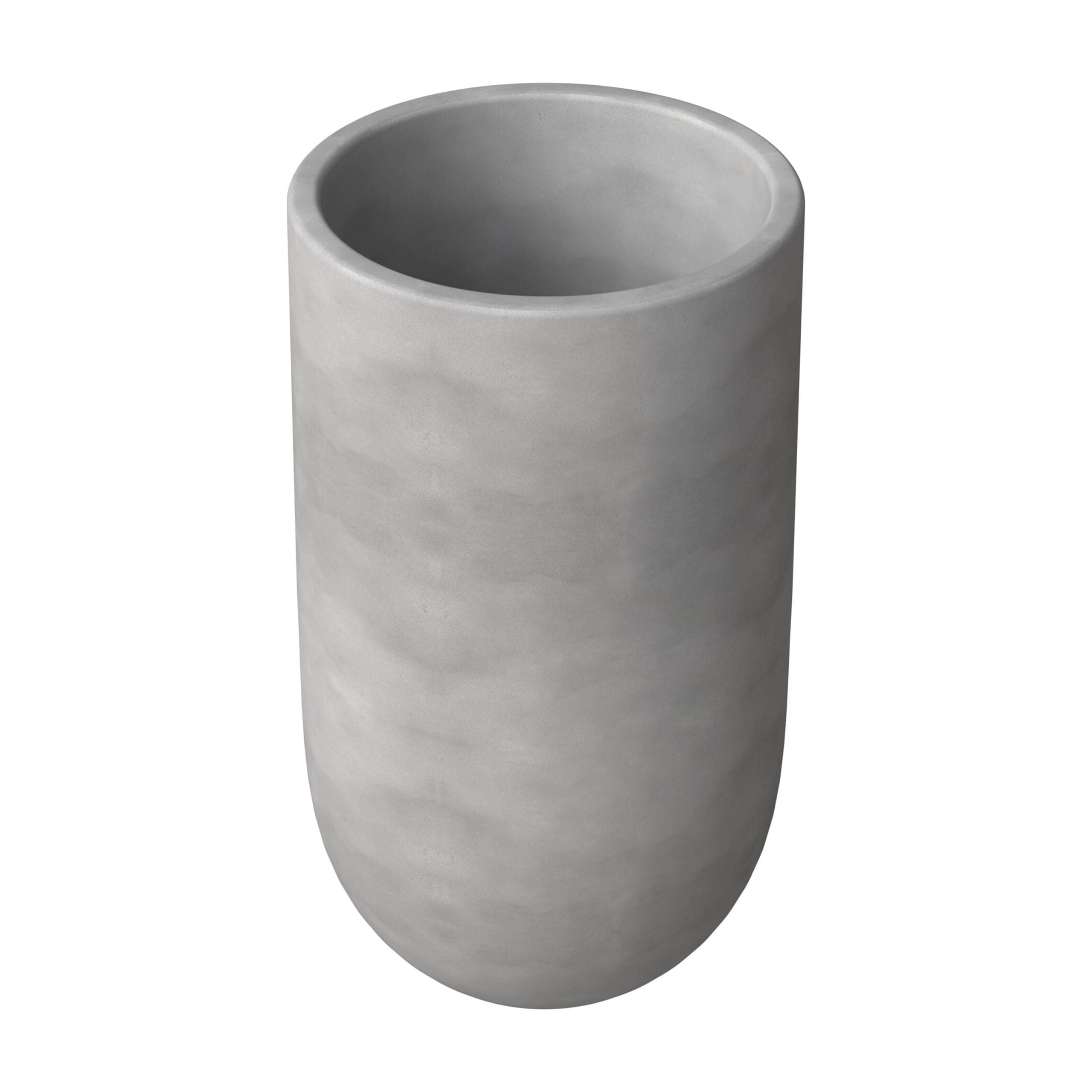 LeisureMod Dark Gray Fiberstone and MgO Clay Cylinder Planter Pot, 31" Height