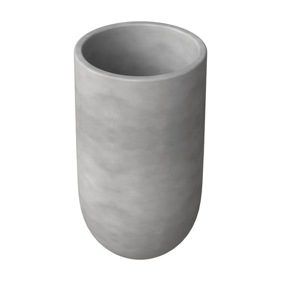 LeisureMod Topiary Mid-Century Modern Planter Pot: Fiberstone and MgO Clay Cylinder Planter Pot with Drainage Holes for Indoor and Outdoor in Dark Grey (31" Height)