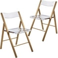 thumbnail image 1 of LeisureMod Transparent Acrylic Folding Chair, Lightweight Iron Chrome Base Comfortable Clear Desk Chair, No Assembly Needed (Set of 2) in Brushed Gold, 1 of 7