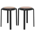 thumbnail image 1 of LeisureMod Tresse Stackable Dining Stool – Mid-Century Modern Round Backless Wicker-Top Seat Indoor Outdoor Use for Kitchen, Patio, Garden Set of 2, 1 of 10