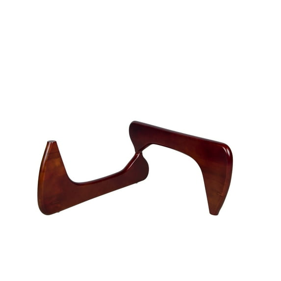 LeisureMod Triangular Coffee Table Base in Rubberwood with Stained Finish Crossed Design Anti-Slip Pads Imperial Collection in Cherry