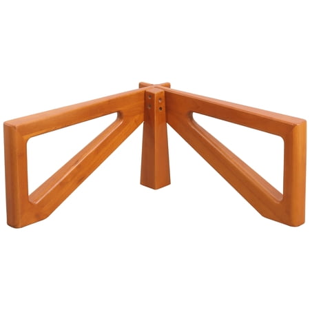 LeisureMod Triangular Coffee Table Base in Rubberwood with Stained Finish Crossed Design Anti-Slip Pads Imperial Collection in Light Walnut