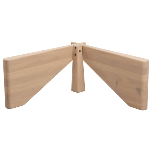 LeisureMod Triangular Coffee Table Base in Rubberwood with Stained Finish Crossed Design Anti-Slip Pads Imperial Collection in Natural Wood