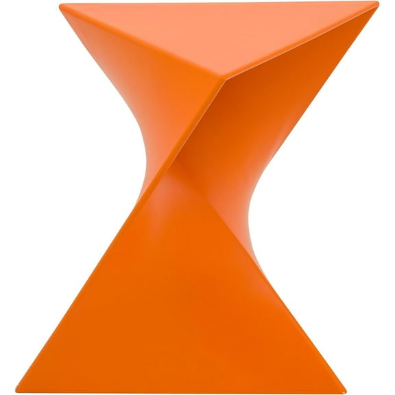 LeisureMod 15.75" Triangular Side Table, Stackable Plastic Accent End Table for Indoor & Outdoor Use, Weather-Resistant Modern Patio & Living Room Table, Orange
