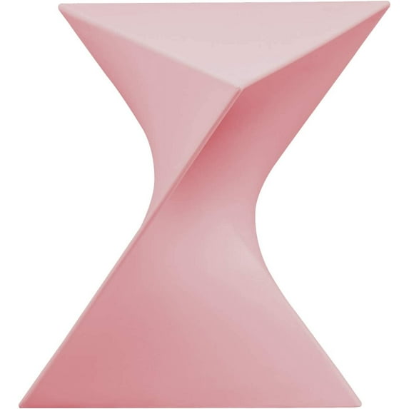 LeisureMod 15.75" Triangular Side Table, Stackable Plastic Accent End Table for Indoor & Outdoor Use, Weather-Resistant Modern Patio & Living Room Table, Pink