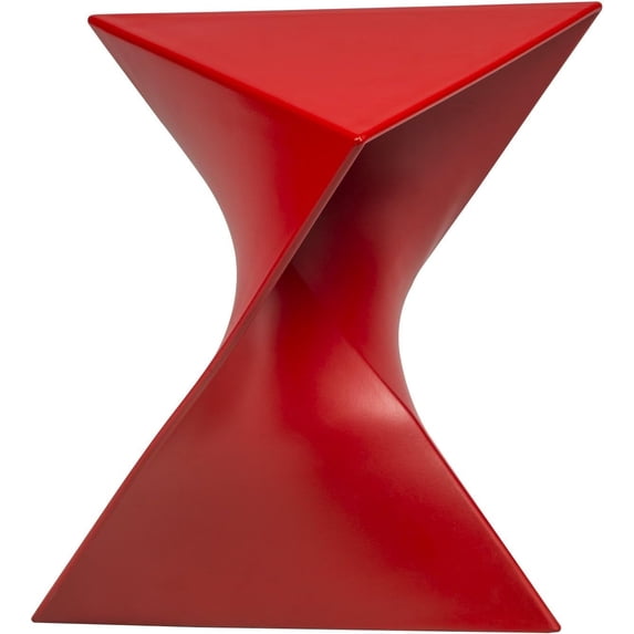 LeisureMod 15.75" Triangular Side Table, Stackable Plastic Accent End Table for Indoor & Outdoor Use, Weather-Resistant Modern Patio & Living Room Table, Red