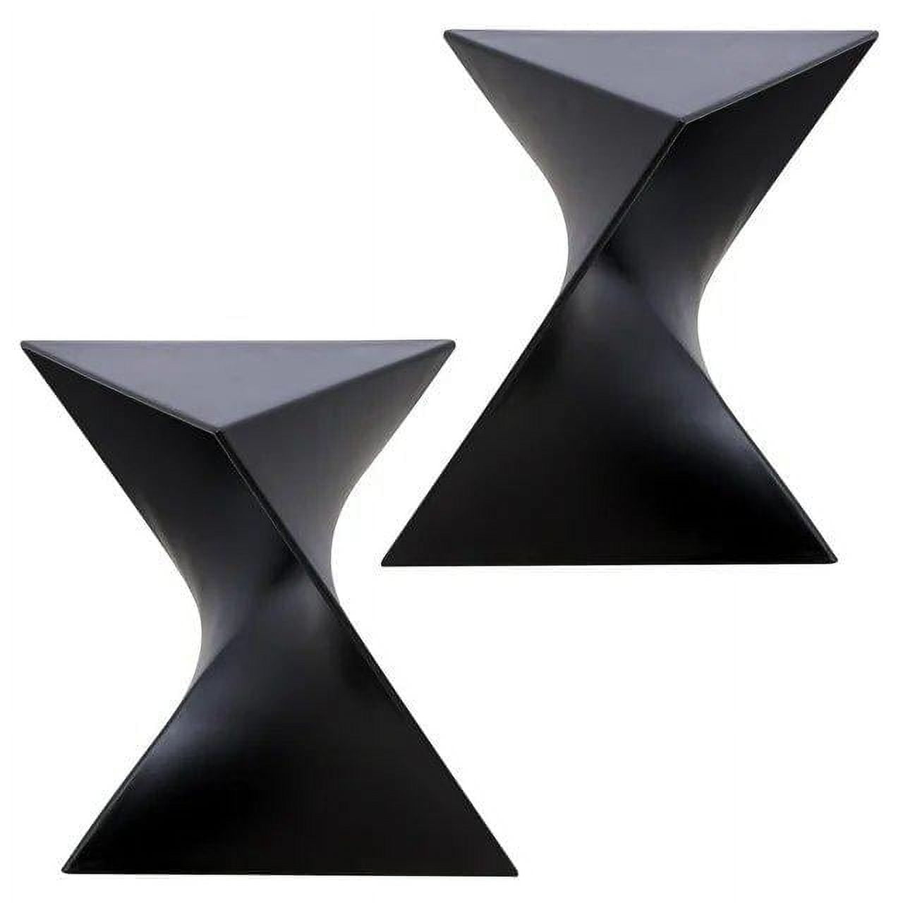 LeisureMod 15.75" Triangular Side Table, Stackable Plastic Accent End Table for Indoor & Outdoor Use, Weather-Resistant Modern Patio & Living Room Table, Set of 2, Black