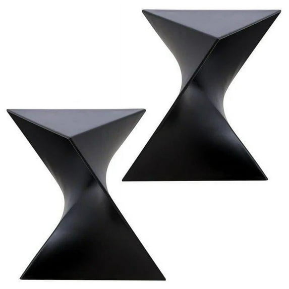 LeisureMod 15.75" Triangular Side Table, Stackable Plastic Accent End Table for Indoor & Outdoor Use, Weather-Resistant Modern Patio & Living Room Table, Set of 2, Black