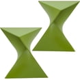 thumbnail image 1 of LeisureMod 15.75" Triangular Side Table, Stackable Plastic Accent End Table for Indoor & Outdoor Use, Weather-Resistant Modern Patio & Living Room Table, Set of 2, Green, 1 of 8