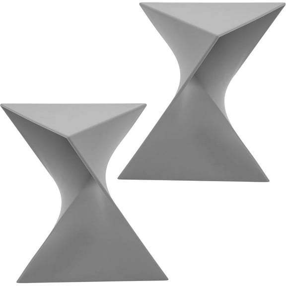 LeisureMod Triangular Side End Table in ABS Plastic Lightweight Accent Table No Assembly for Modern Home, Living Room, Bedroom Randolph Collection Set of 2 in Grey