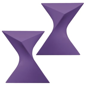 LeisureMod 15.75" Triangular Side Table, Stackable Plastic Accent End Table for Indoor & Outdoor Use, Weather-Resistant Modern Patio & Living Room Table, Set of 2, Purple