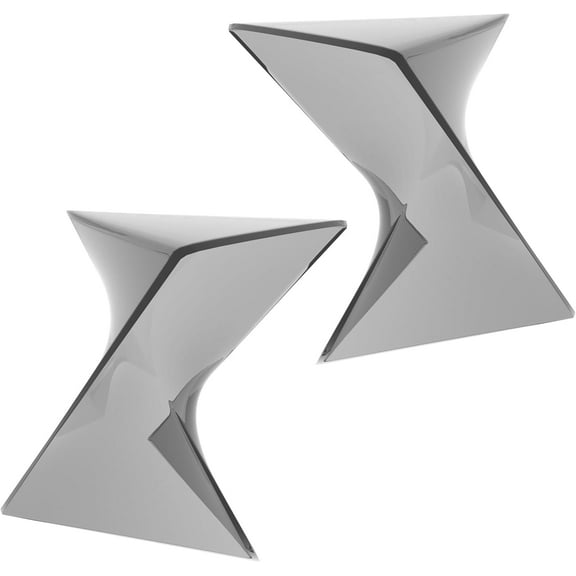 LeisureMod 15.75" Triangular Side Table, Stackable Plastic Accent End Table for Indoor & Outdoor Use, Weather-Resistant Modern Patio & Living Room Table, Set of 2, Smoke