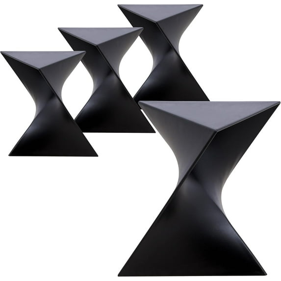 LeisureMod 15.75" Triangular Side Table, Stackable Plastic Accent End Table for Indoor & Outdoor Use, Weather-Resistant Modern Patio & Living Room Table, Set of 4, Black